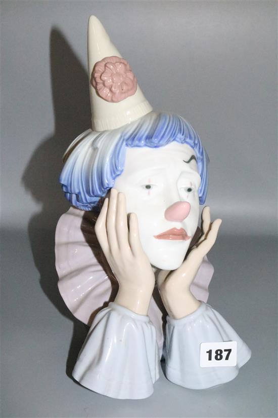 Lladro large clown with ruff & pointed hat